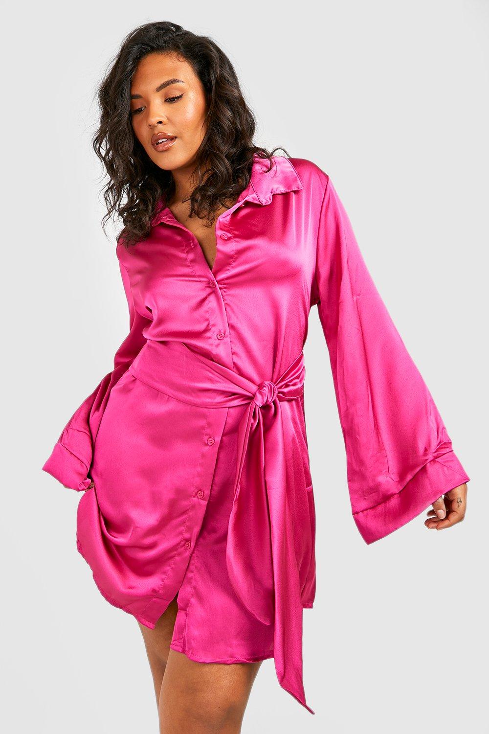 Boohoo satin store shirt dress